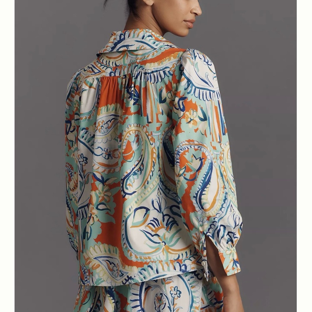 Hunter Bell Phoenix Amalfi tiles Colorful Patterned M Women's Top NWT - Picture 4 of 7